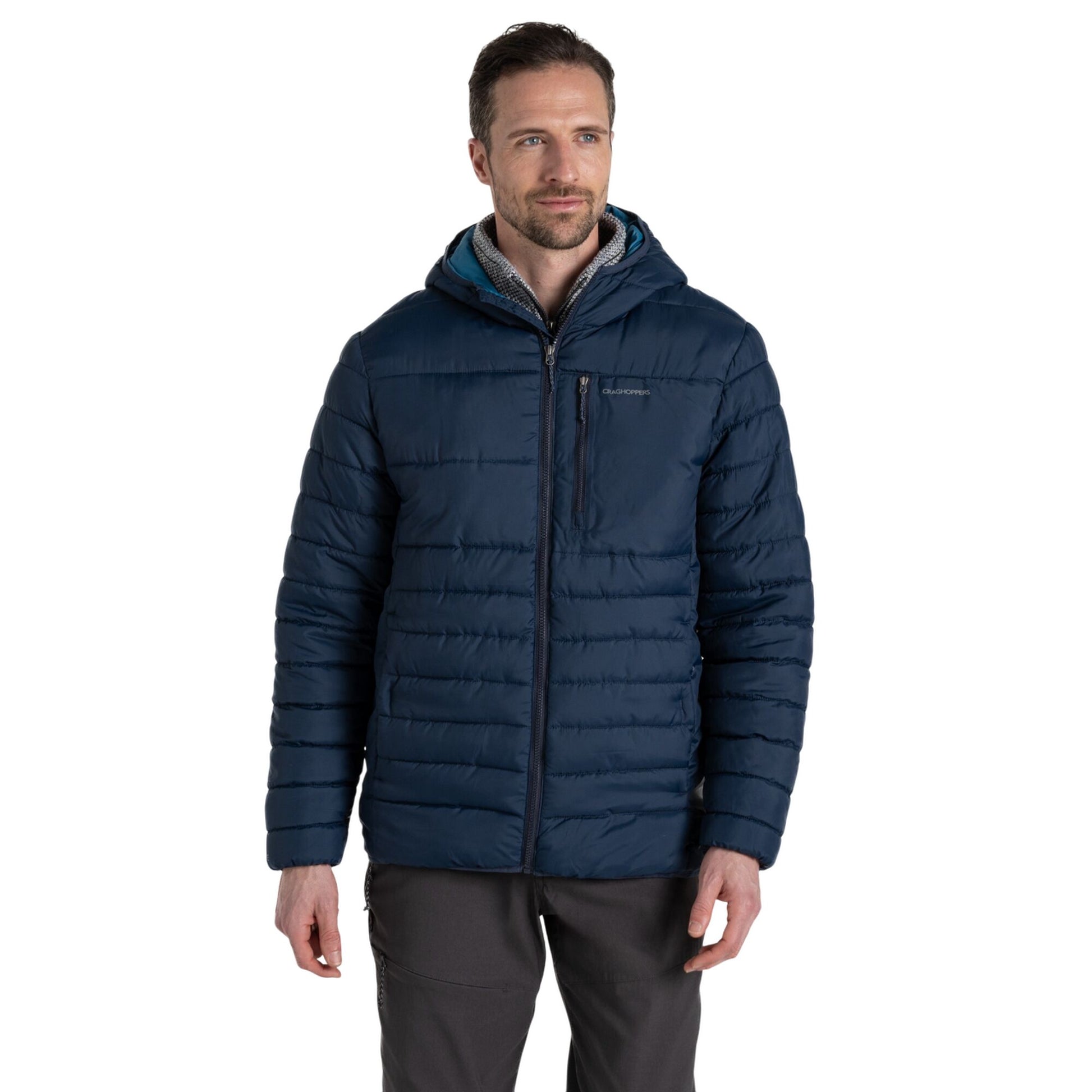 Blue Navy-Brisk Blue - Side - Craghoppers Mens Compresslite VIII Hooded Padded Jacket