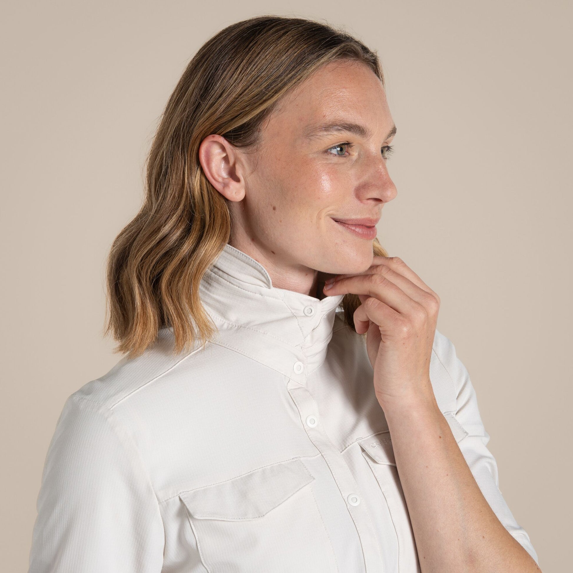 Sea Salt - Pack Shot - Craghoppers Womens-Ladies NosiLife Pro III Nosilife Long-Sleeved Shirt