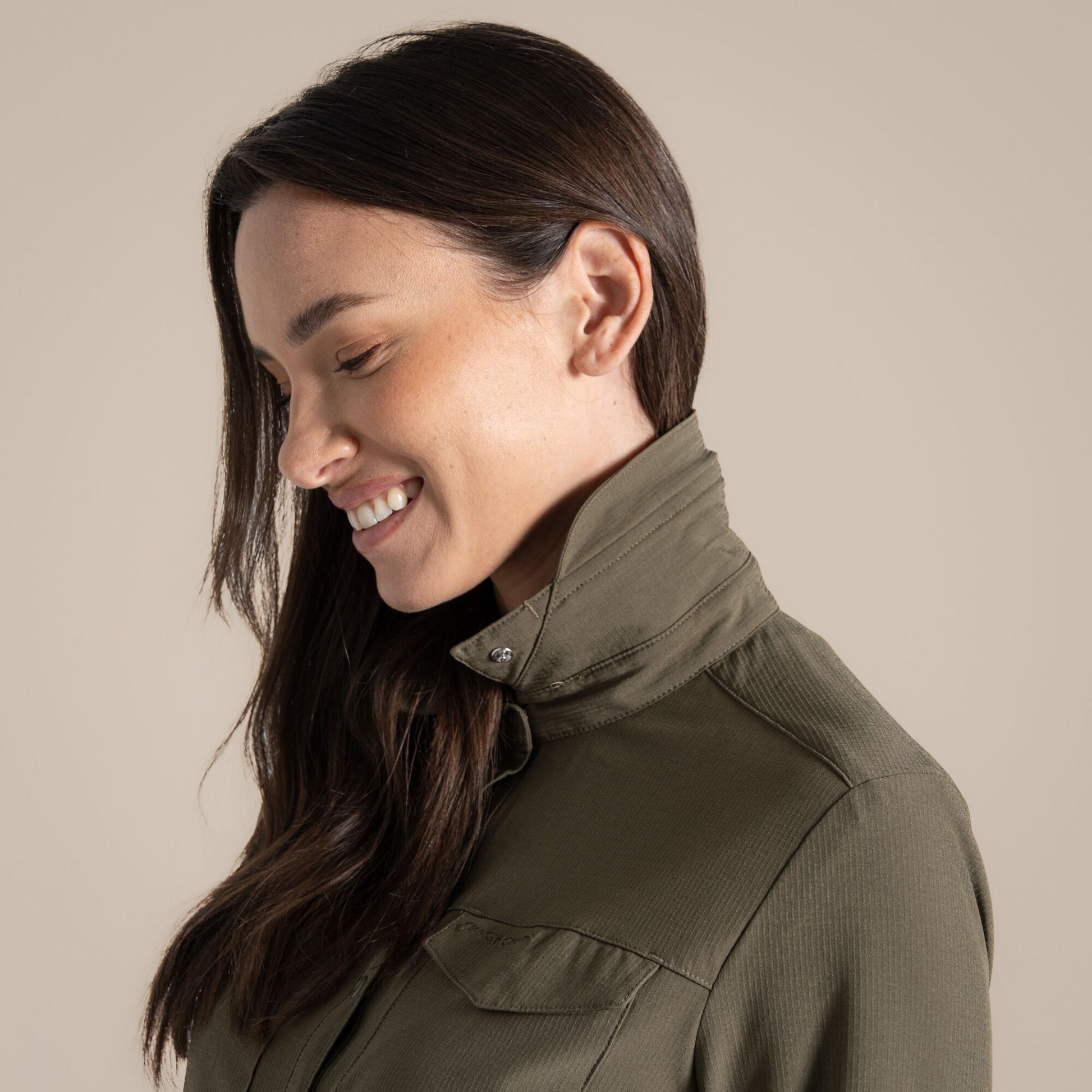 Wild Olive - Pack Shot - Craghoppers Womens-Ladies NosiLife Pro III Nosilife Long-Sleeved Shirt