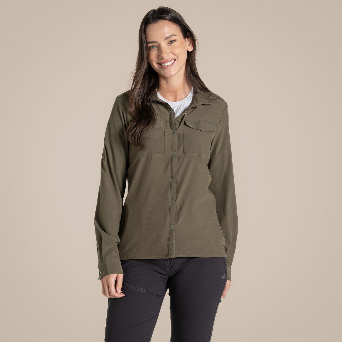 Wild Olive - Close up - Craghoppers Womens-Ladies NosiLife Pro III Nosilife Long-Sleeved Shirt