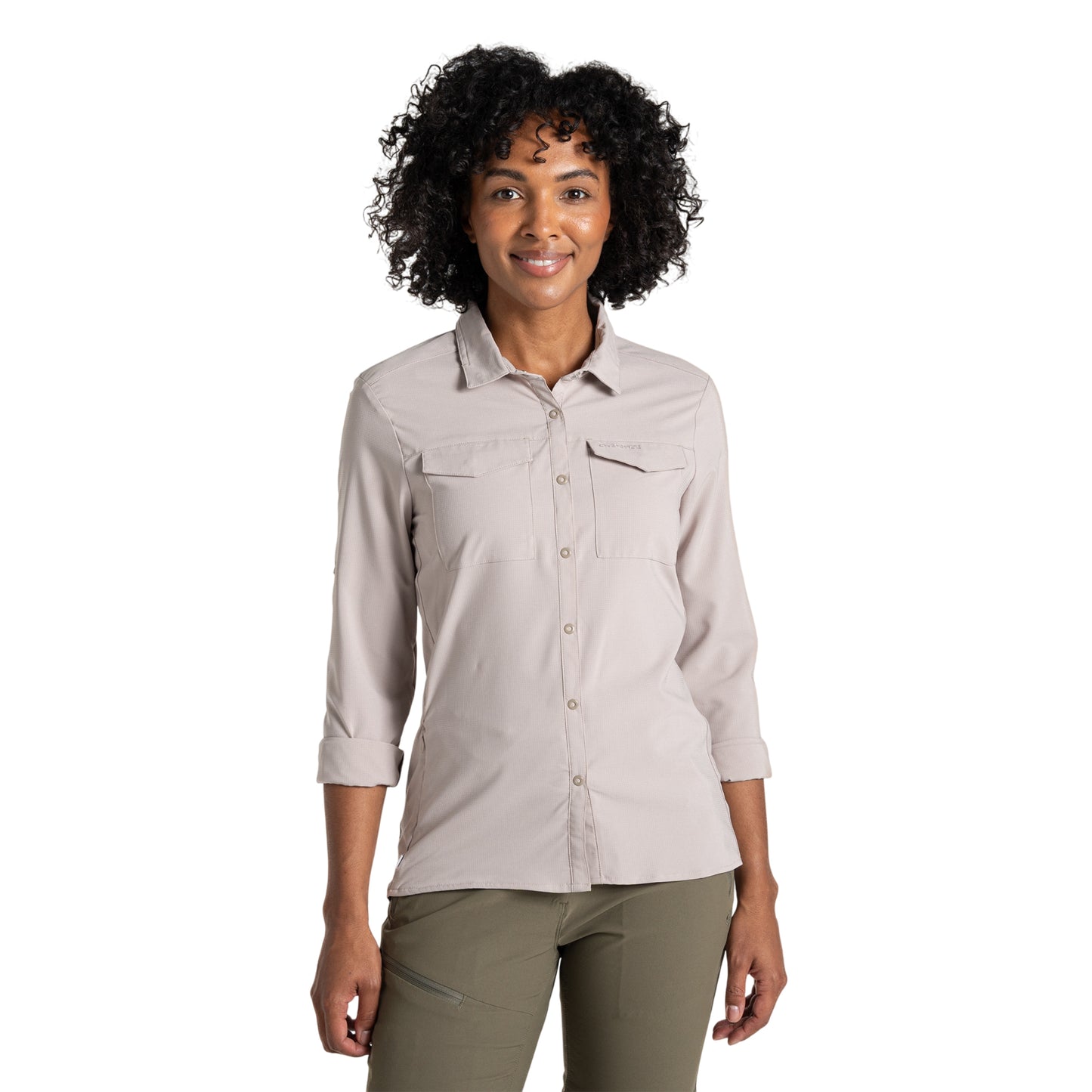 Soft Mushroom - Side - Craghoppers Womens-Ladies NosiLife Pro III Nosilife Long-Sleeved Shirt