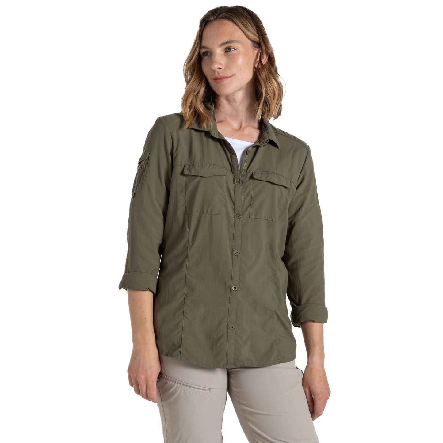Wild Olive - Side - Craghoppers Womens-Ladies Adventure III Nosilife Long-Sleeved Shirt
