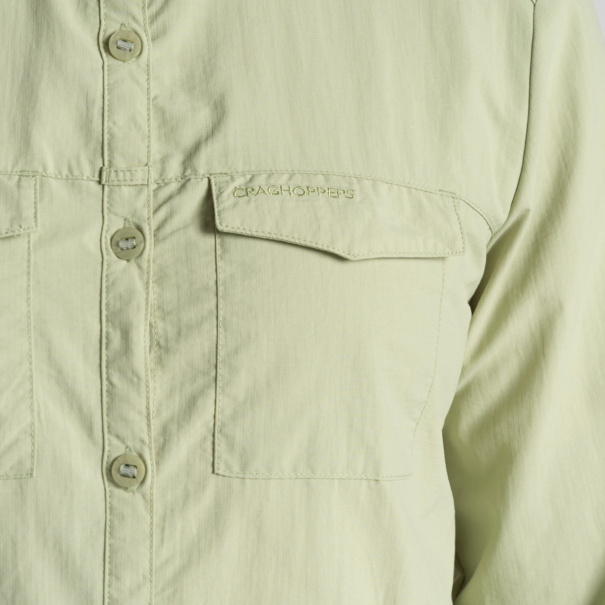 Bud Green - Pack Shot - Craghoppers Womens-Ladies Adventure III Nosilife Long-Sleeved Shirt