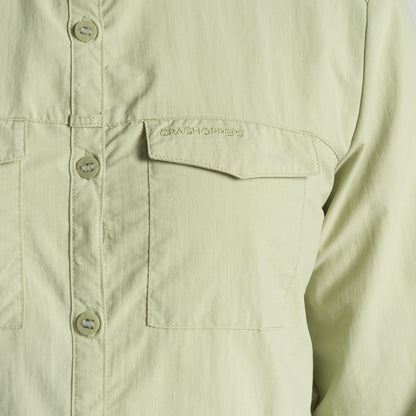 Bud Green - Pack Shot - Craghoppers Womens-Ladies Adventure III Nosilife Long-Sleeved Shirt