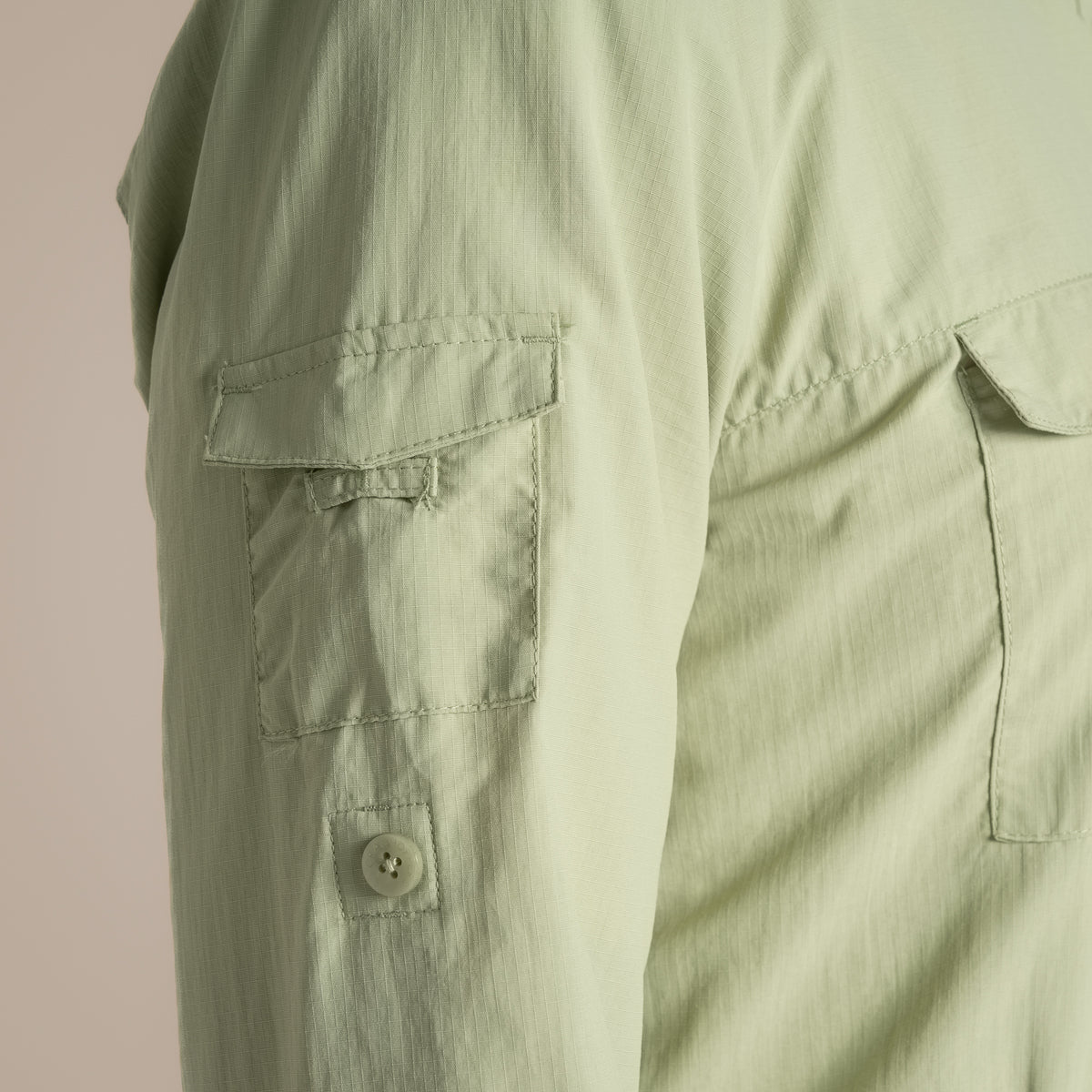 Bud Green - Close up - Craghoppers Womens-Ladies Adventure III Nosilife Long-Sleeved Shirt