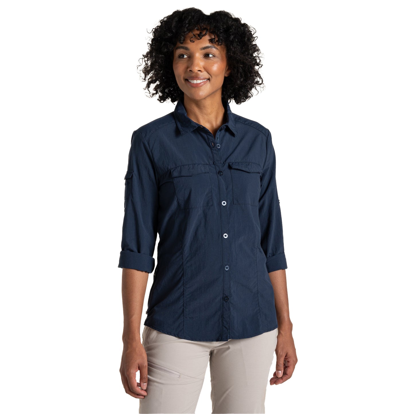 Blue Navy - Side - Craghoppers Womens-Ladies Adventure III Nosilife Long-Sleeved Shirt