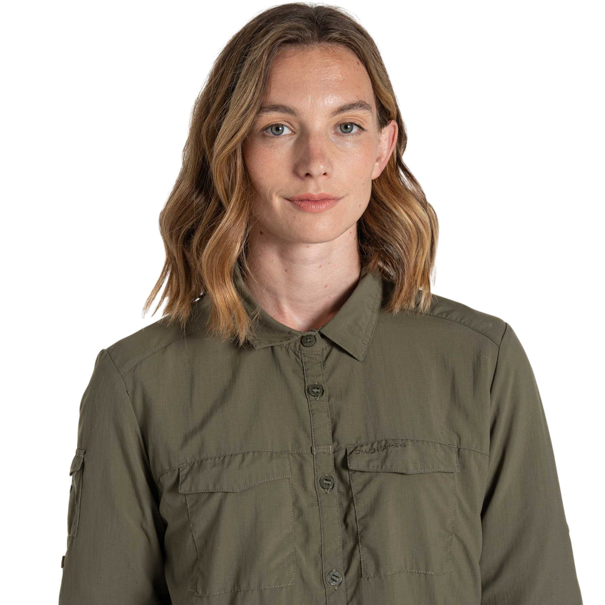Wild Olive - Pack Shot - Craghoppers Womens-Ladies Adventure III Nosilife Long-Sleeved Shirt