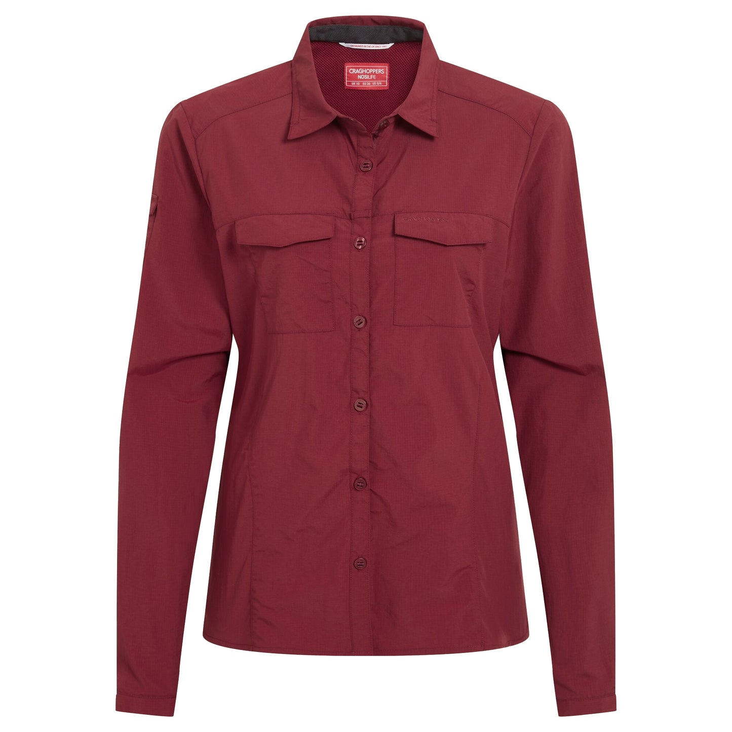 Riad Red - Front - Craghoppers Womens-Ladies Adventure III Nosilife Long-Sleeved Shirt