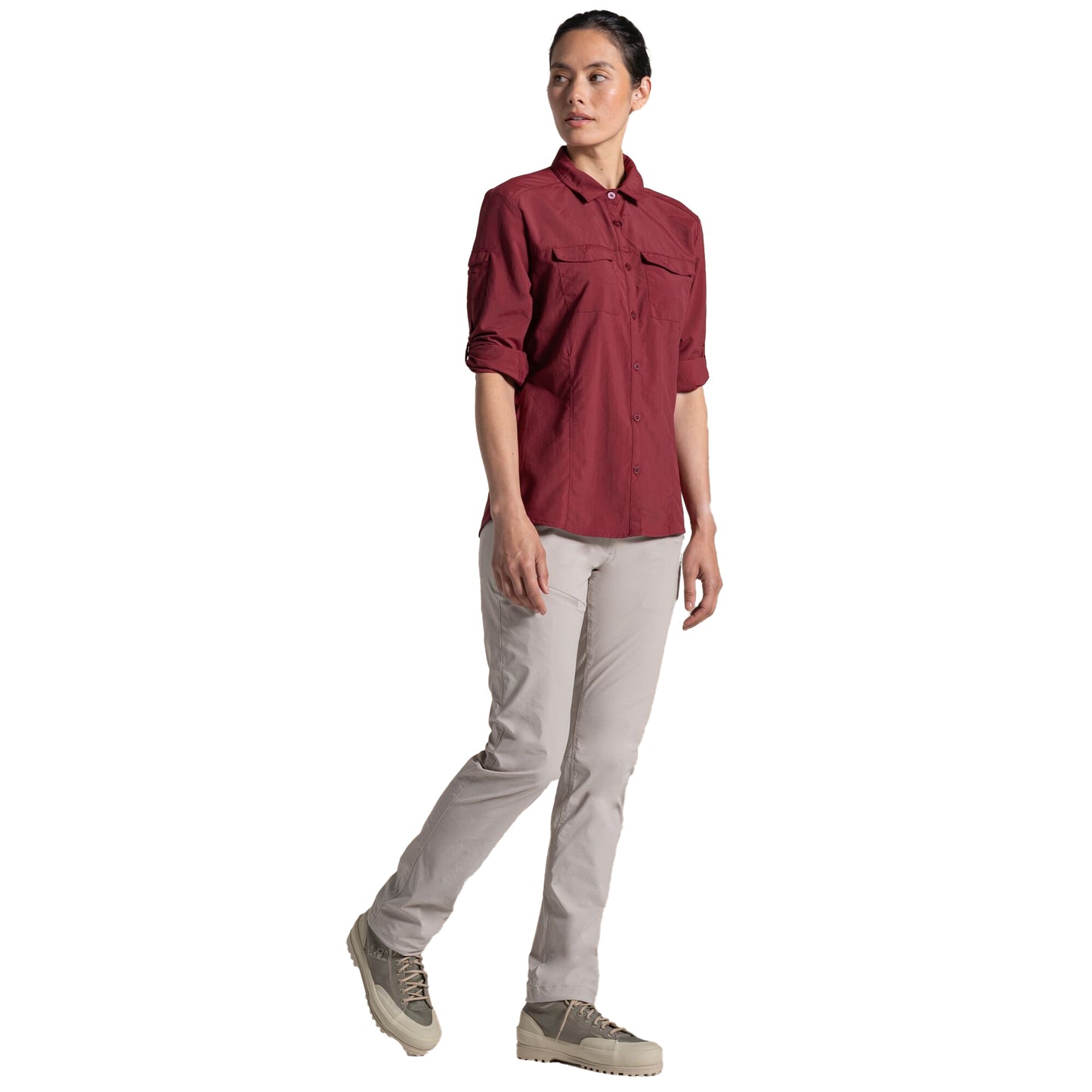 Riad Red - Lifestyle - Craghoppers Womens-Ladies Adventure III Nosilife Long-Sleeved Shirt