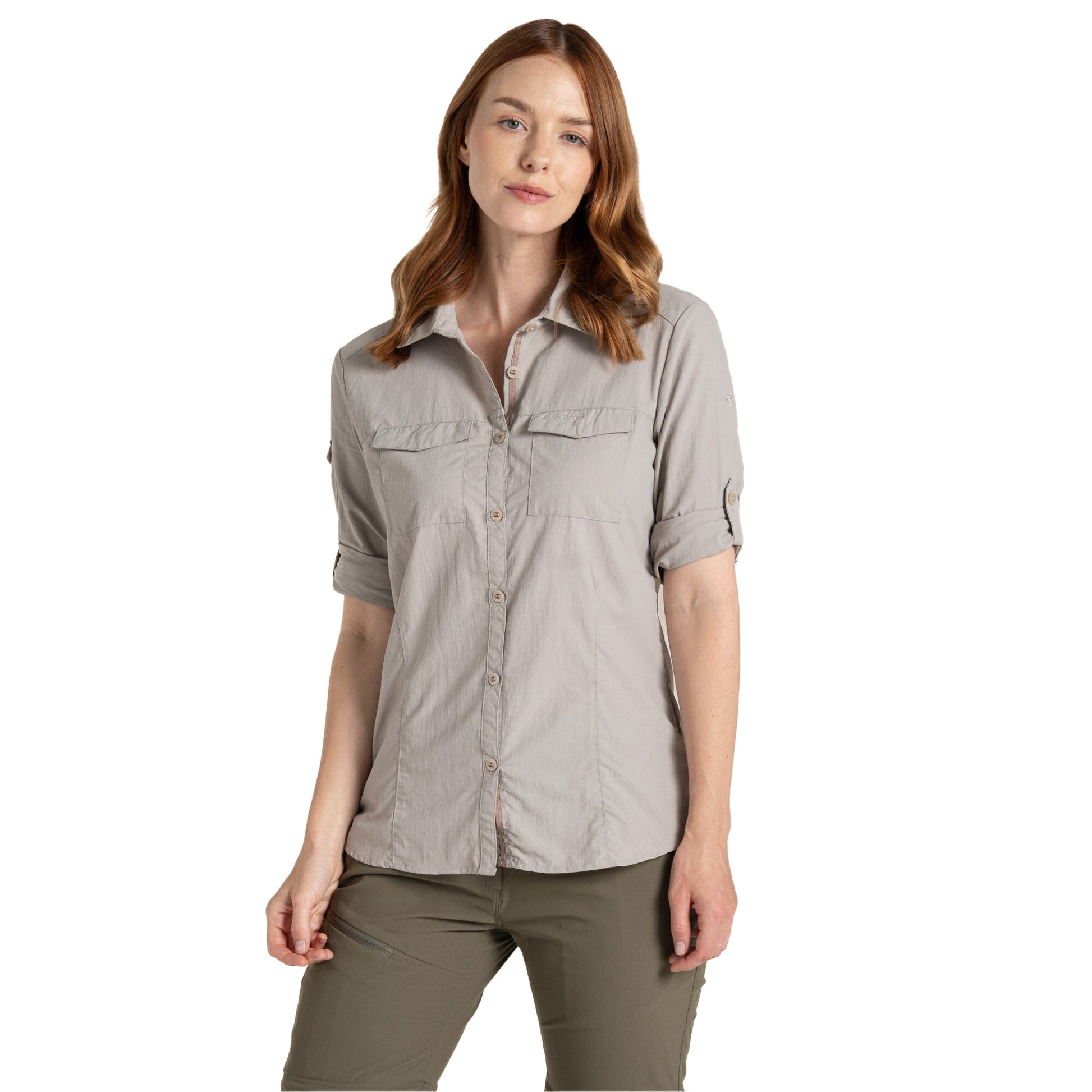 Soft Mushroom - Side - Craghoppers Womens-Ladies Adventure III Nosilife Long-Sleeved Shirt