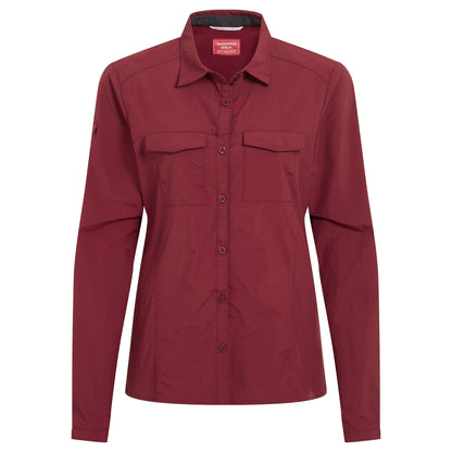 Riad Red - Front - Craghoppers Womens-Ladies Adventure III Nosilife Long-Sleeved Shirt