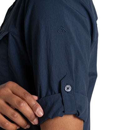 Blue Navy - Pack Shot - Craghoppers Womens-Ladies Adventure III Nosilife Long-Sleeved Shirt