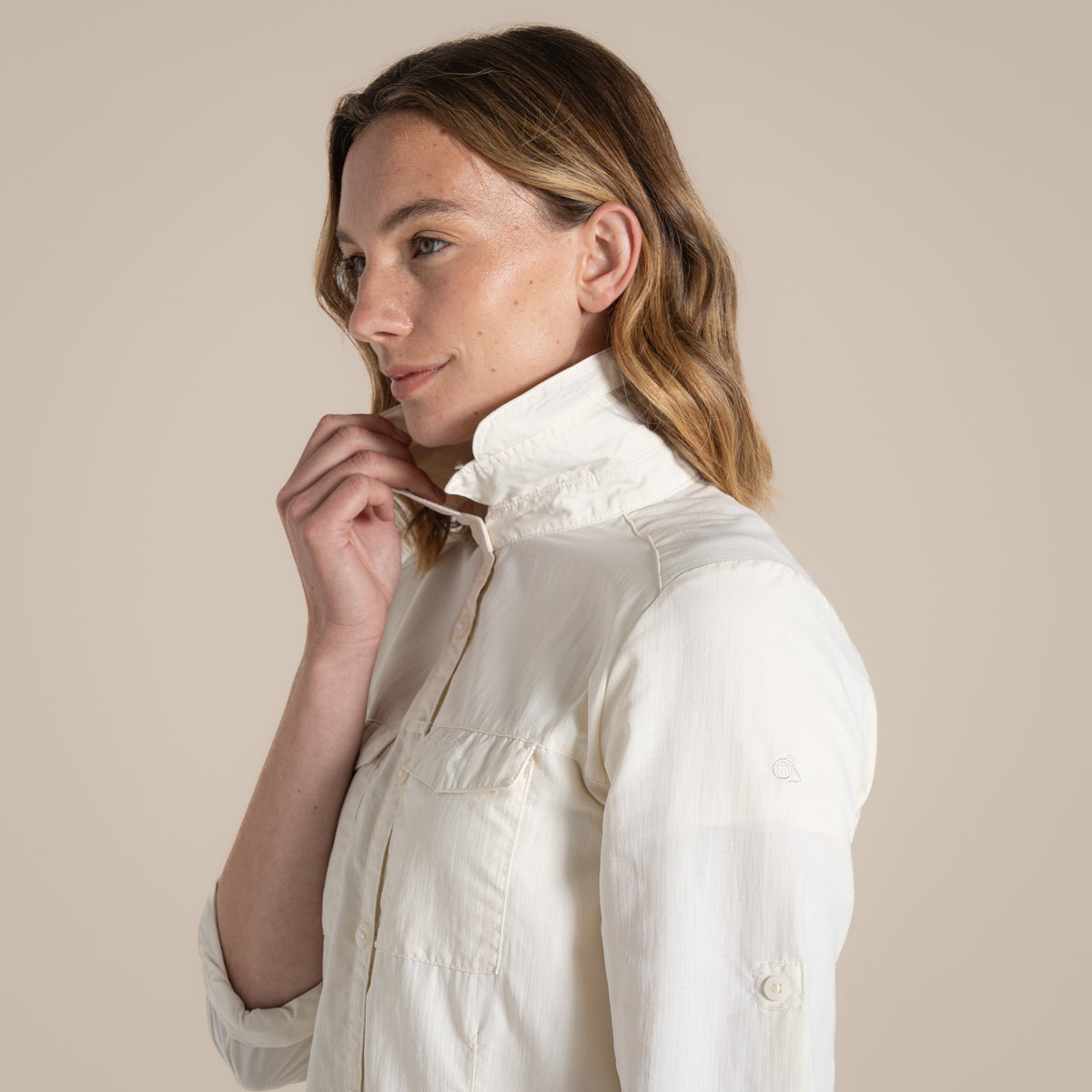 Sea Salt - Pack Shot - Craghoppers Womens-Ladies Adventure III Nosilife Long-Sleeved Shirt