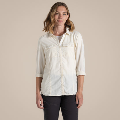 Sea Salt - Close up - Craghoppers Womens-Ladies Adventure III Nosilife Long-Sleeved Shirt