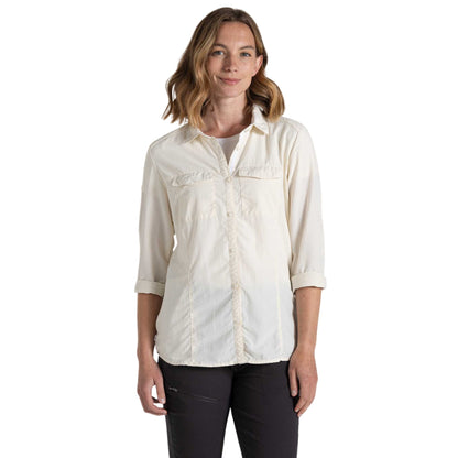 Sea Salt - Close up - Craghoppers Womens-Ladies Adventure III Nosilife Long-Sleeved Shirt