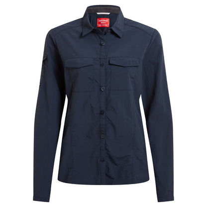 Blue Navy - Front - Craghoppers Womens-Ladies Adventure III Nosilife Long-Sleeved Shirt