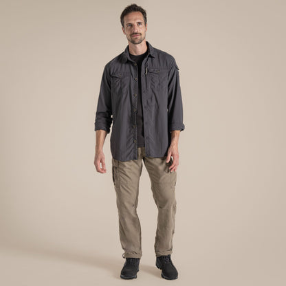 Black Pepper - Close up - Craghoppers Mens Adventure III Nosilife Long-Sleeved Shirt