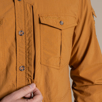 Deep Henna - Pack Shot - Craghoppers Mens Adventure III Nosilife Long-Sleeved Shirt