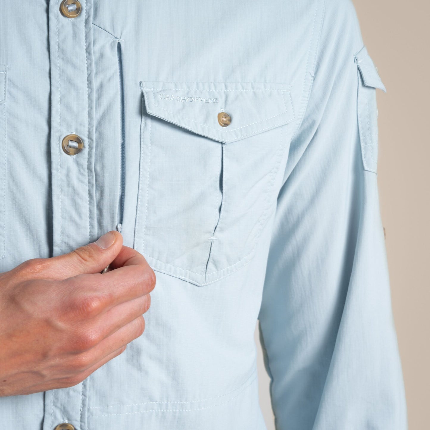 Niagara Blue - Pack Shot - Craghoppers Mens Adventure III Nosilife Long-Sleeved Shirt