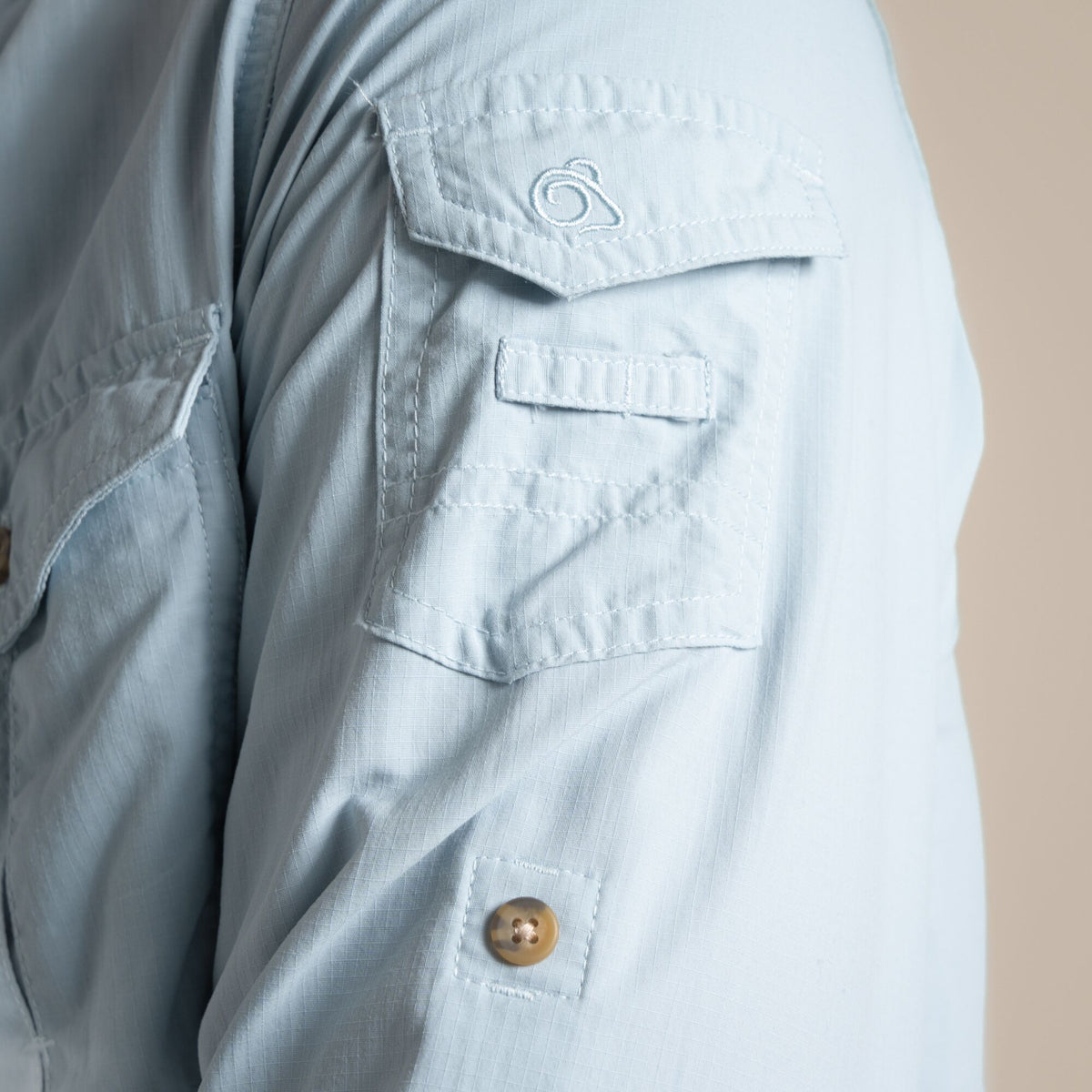 Niagara Blue - Close up - Craghoppers Mens Adventure III Nosilife Long-Sleeved Shirt