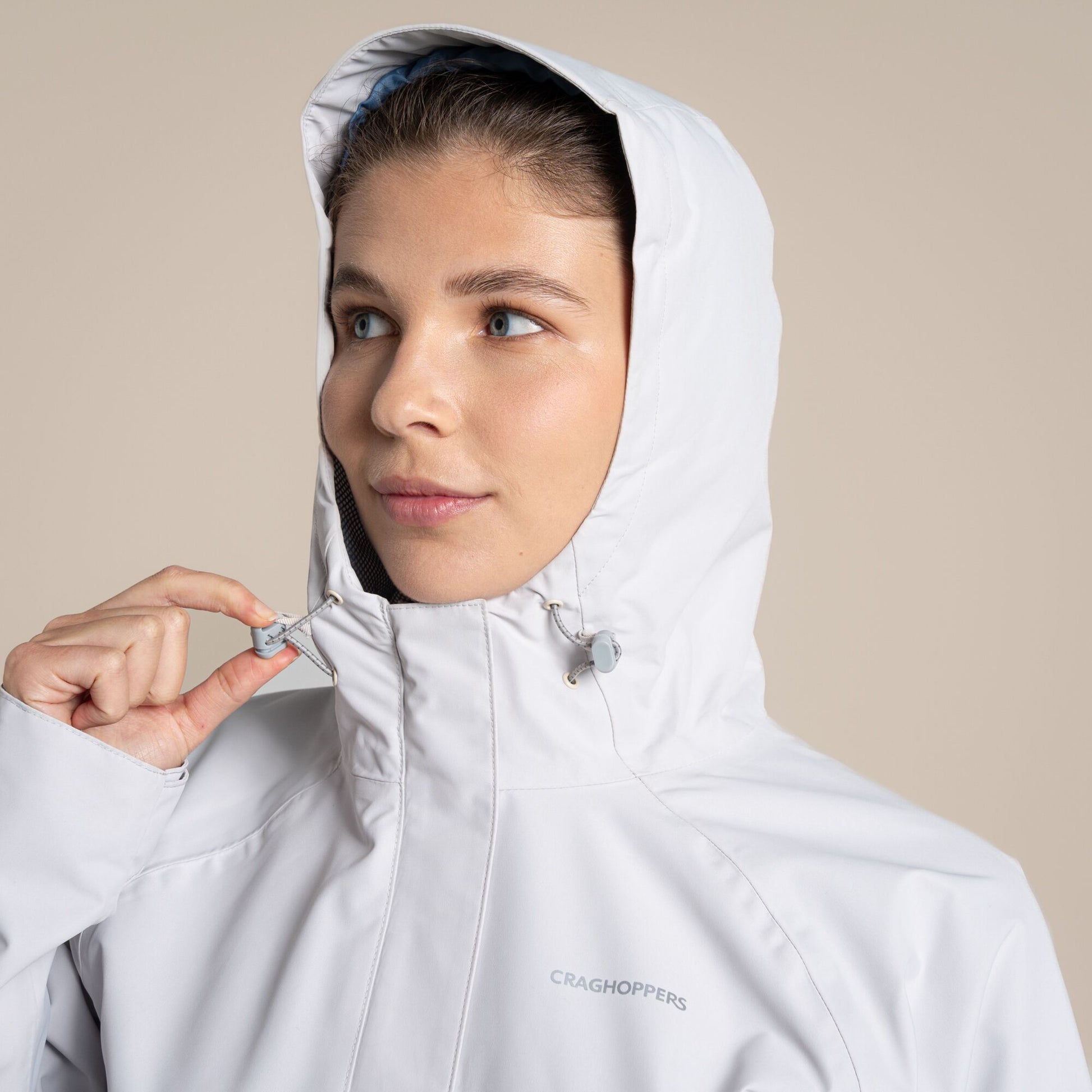 Light Grey - Close up - Craghoppers Womens-Ladies Ossus Waterproof Jacket