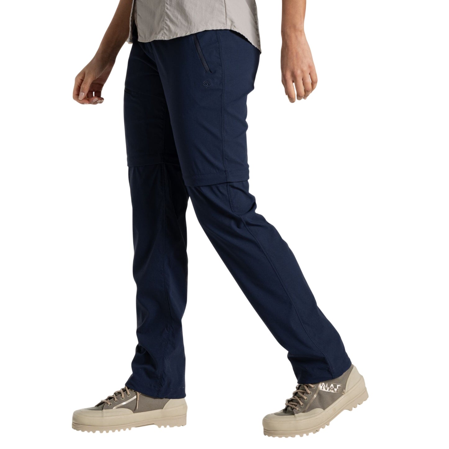 Blue Navy - Side - Craghoppers Womens-Ladies Pro III Nosilife Convertible Trousers