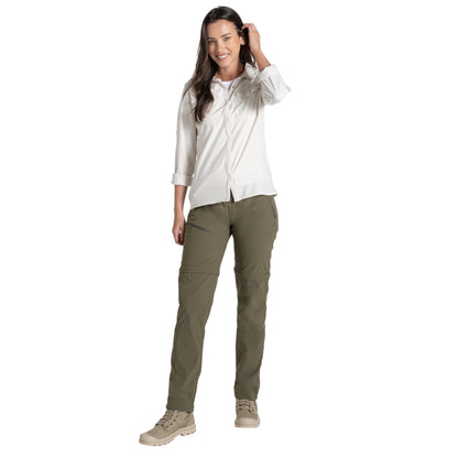 Wild Olive - Side - Craghoppers Womens-Ladies Pro III Nosilife Convertible Trousers