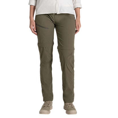 Wild Olive - Side - Craghoppers Womens-Ladies Pro III Nosilife Convertible Trousers