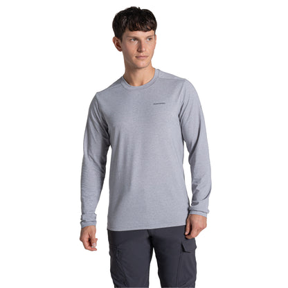 Soft Grey Marl - Front - Craghoppers Mens Abel Nosilife Long-Sleeved T-Shirt