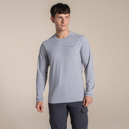Soft Grey Marl - Lifestyle - Craghoppers Mens Abel Nosilife Long-Sleeved T-Shirt