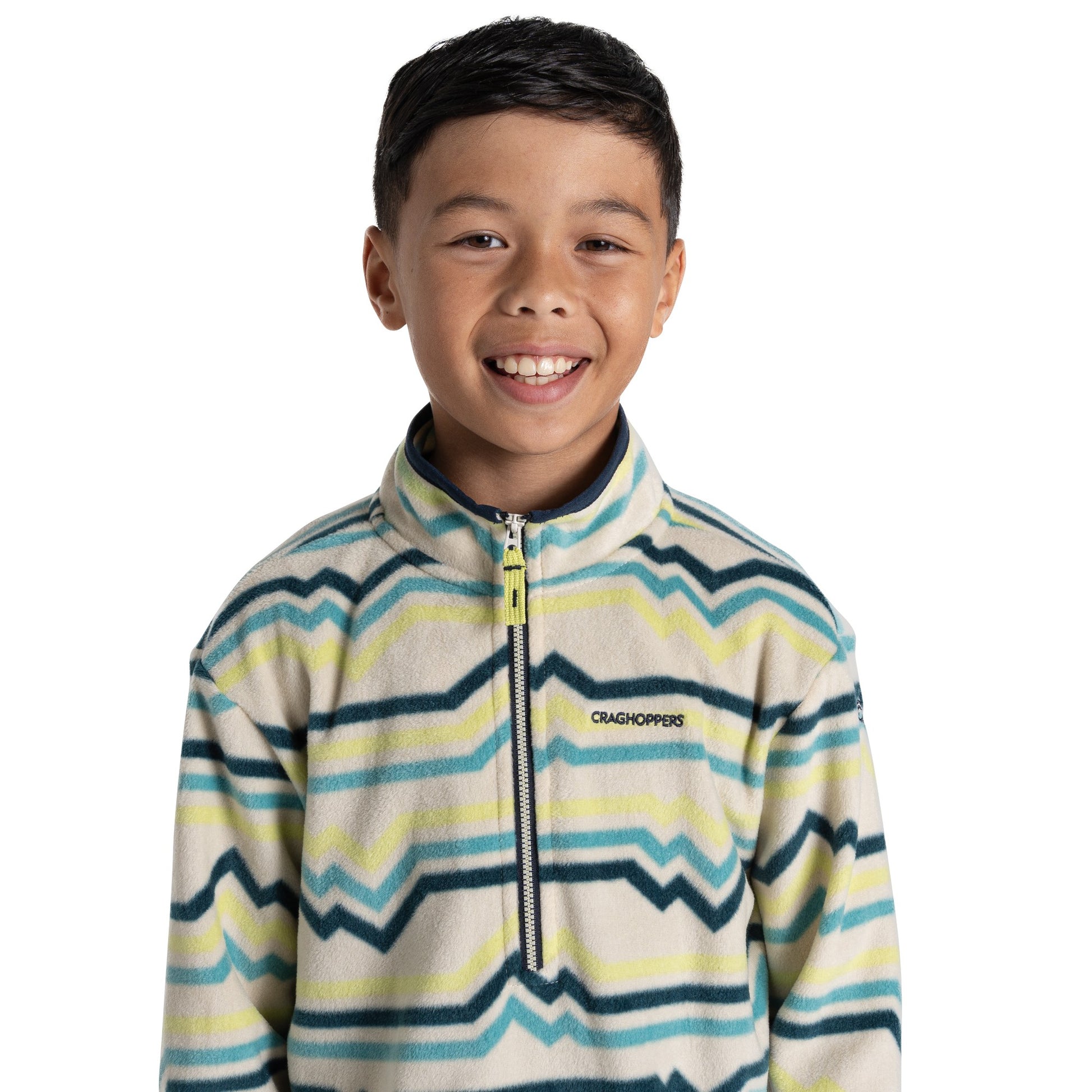 Key Lime - Lifestyle - Craghoppers Childrens-Kids Bachas Abstract Lines Half Zip Fleece Top