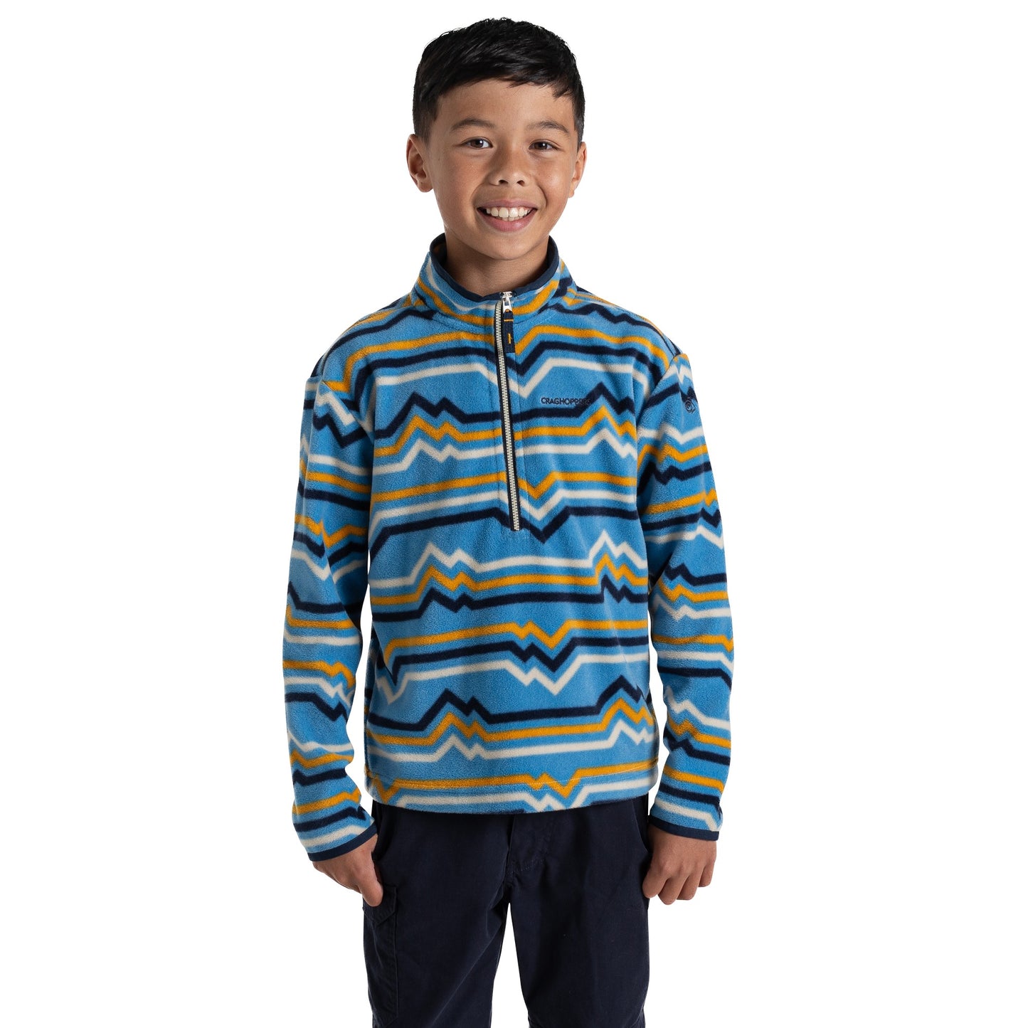 Bright Sky - Front - Craghoppers Childrens-Kids Bachas Abstract Lines Half Zip Fleece Top