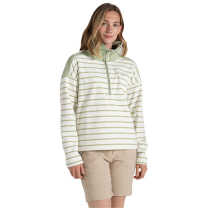 Bud Green - Front - Craghoppers Womens-Ladies Lily Stripe Half Zip Fleece Top