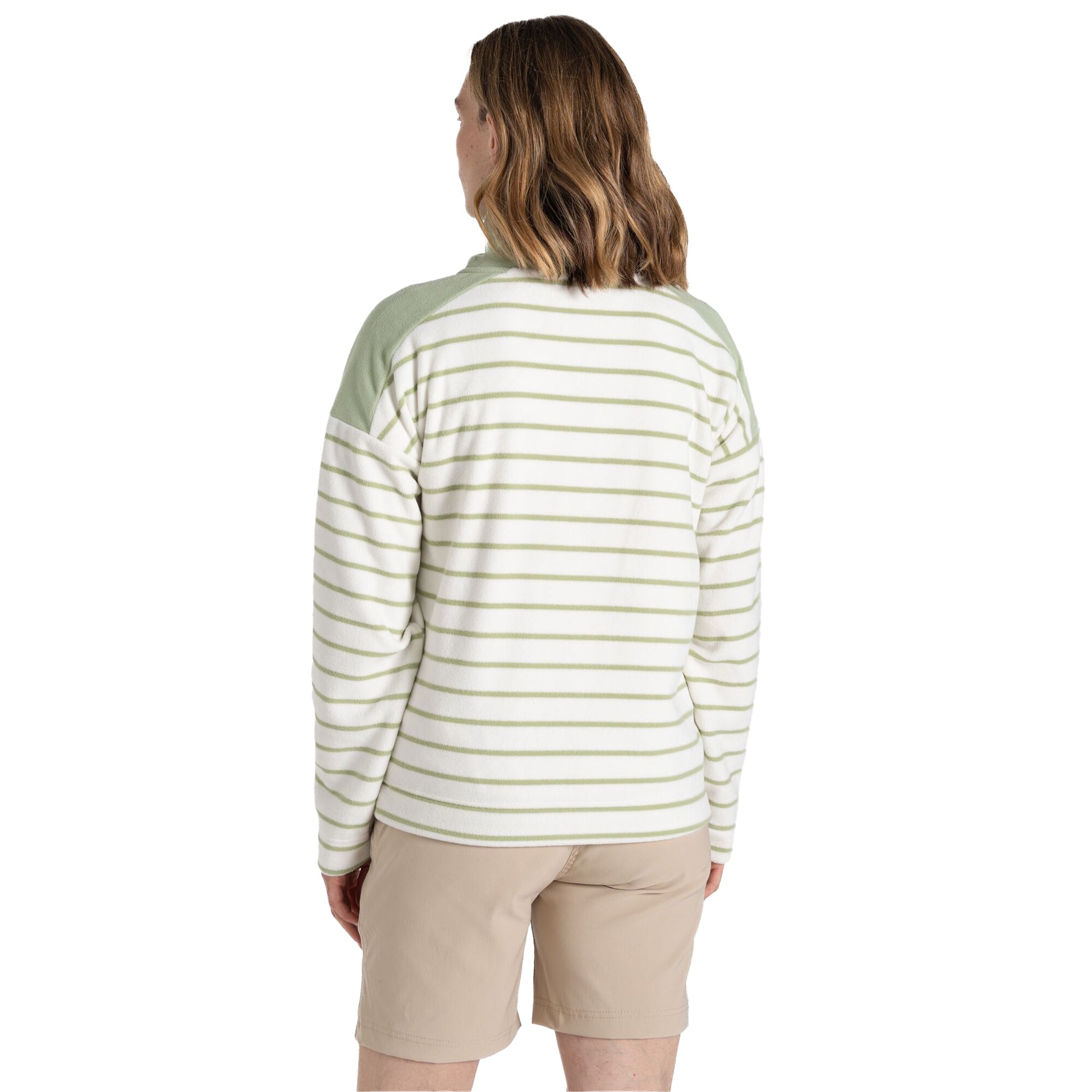 Bud Green - Back - Craghoppers Womens-Ladies Lily Stripe Half Zip Fleece Top