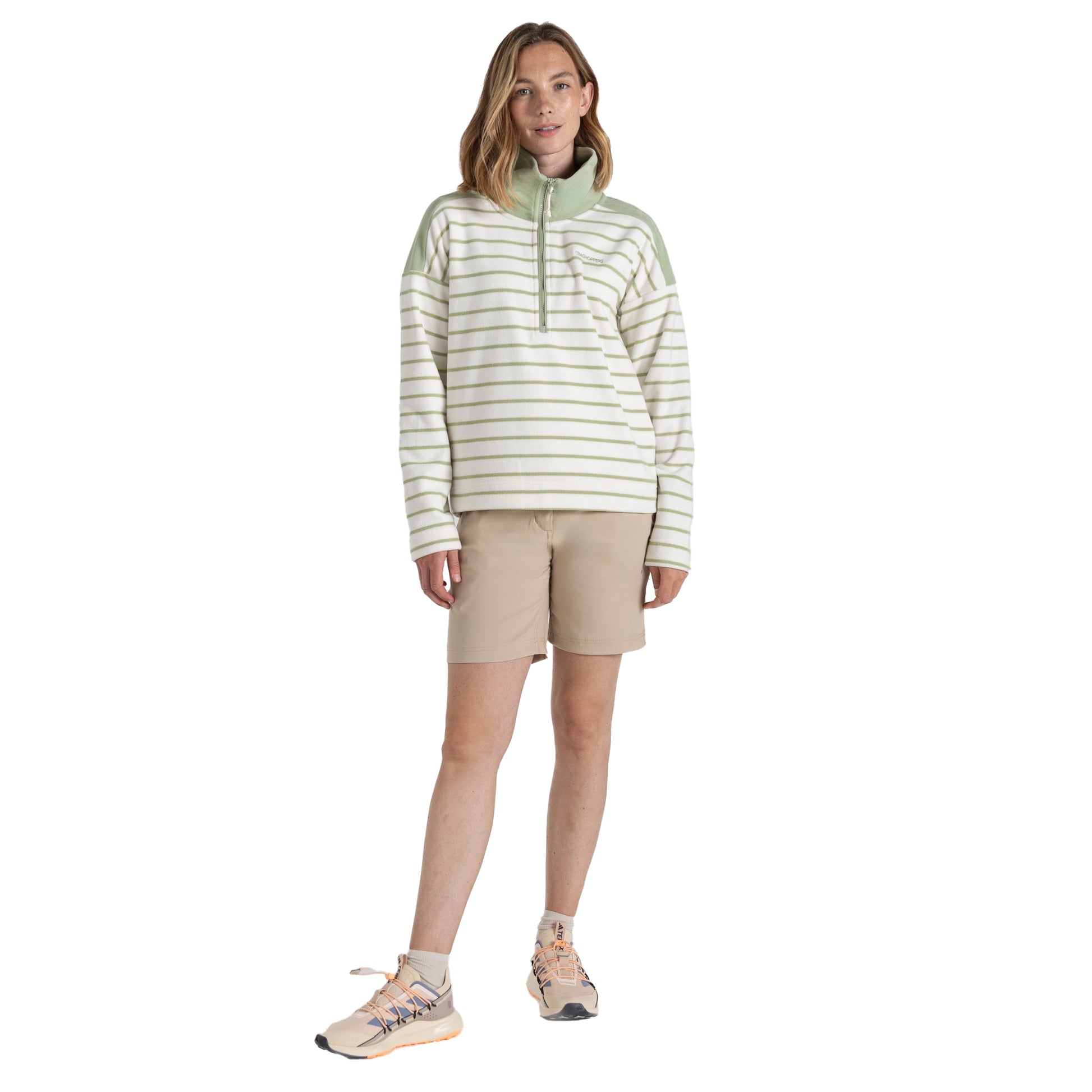 Bud Green - Lifestyle - Craghoppers Womens-Ladies Lily Stripe Half Zip Fleece Top