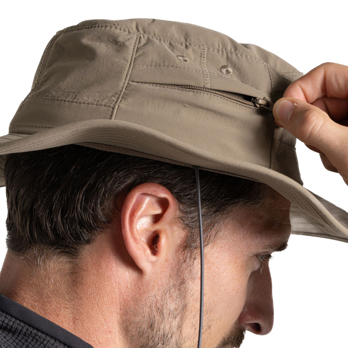 Pebble - Side - Craghoppers Mens Outback II Nosilife Hat