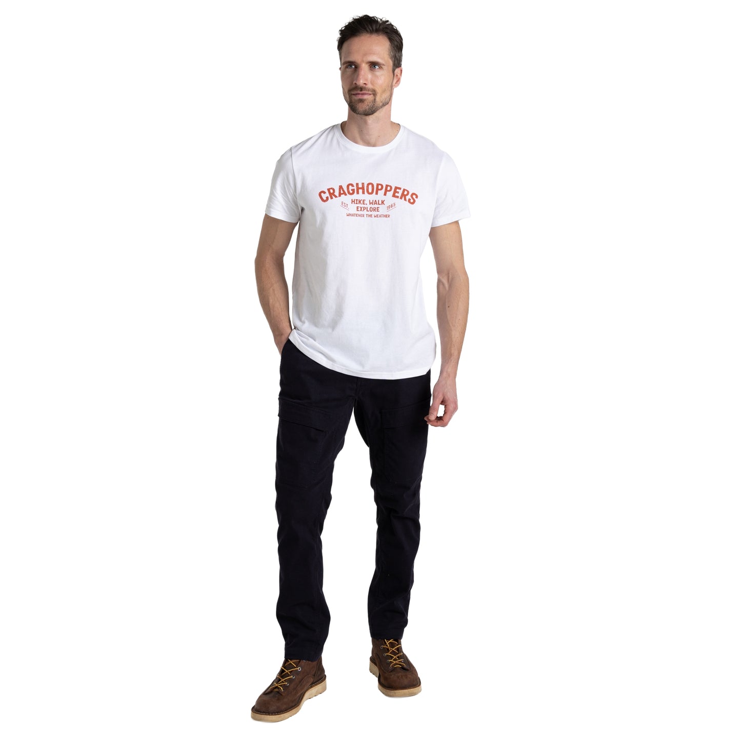 Optic White - Side - Craghoppers Mens Lucent Hike Short-Sleeved T-Shirt