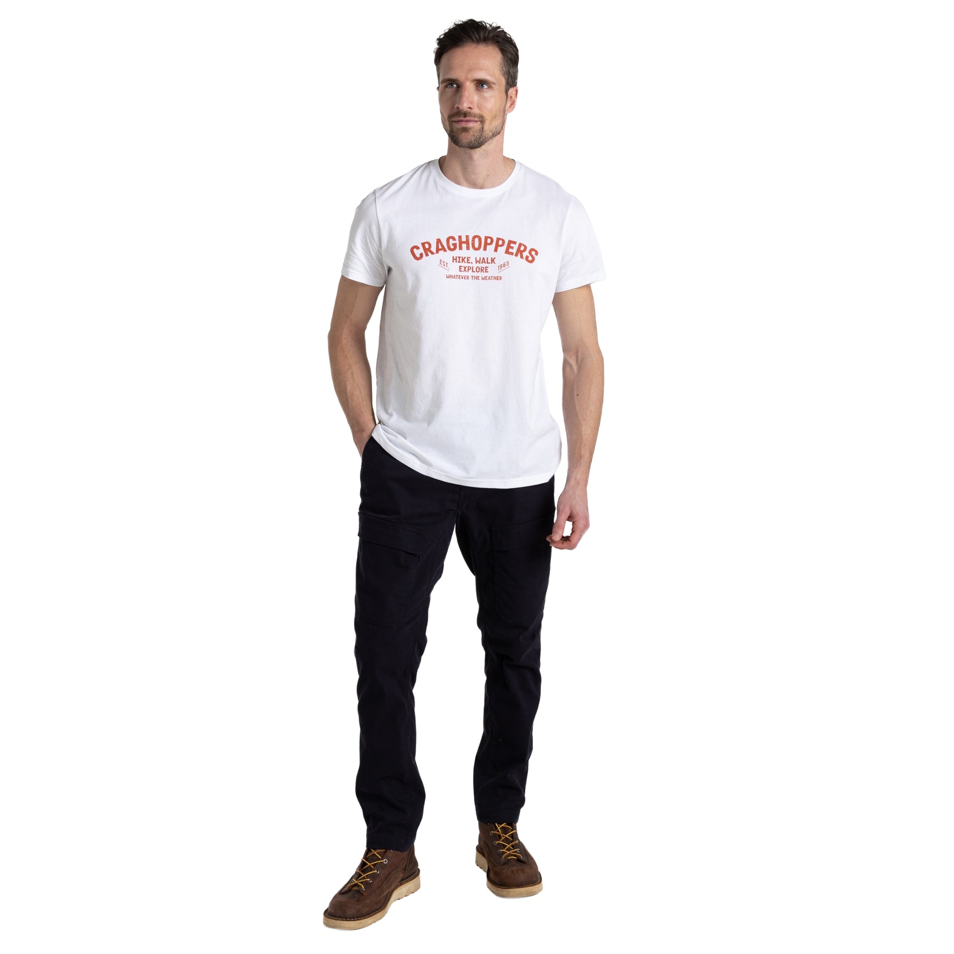 Optic White - Side - Craghoppers Mens Lucent Hike Short-Sleeved T-Shirt