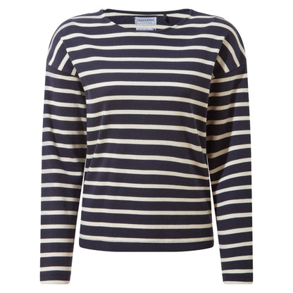 Blue Navy-Calico - Front - Craghoppers Womens-Ladies Sinead Stripe Long-Sleeved Top