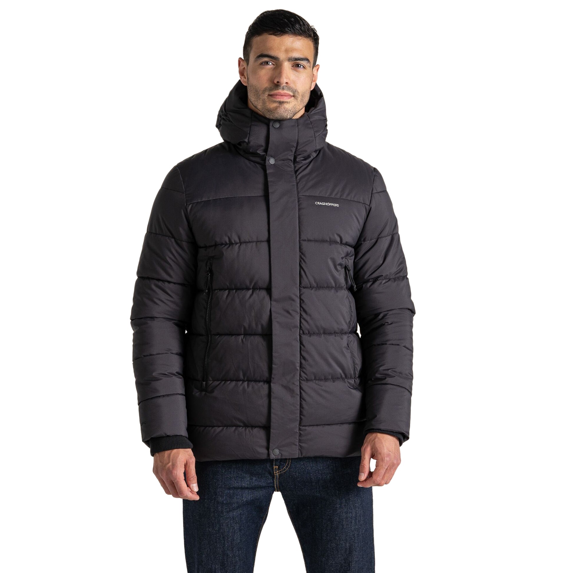 Black - Side - Craghoppers Mens Sutherland Hooded Insulated Jacket