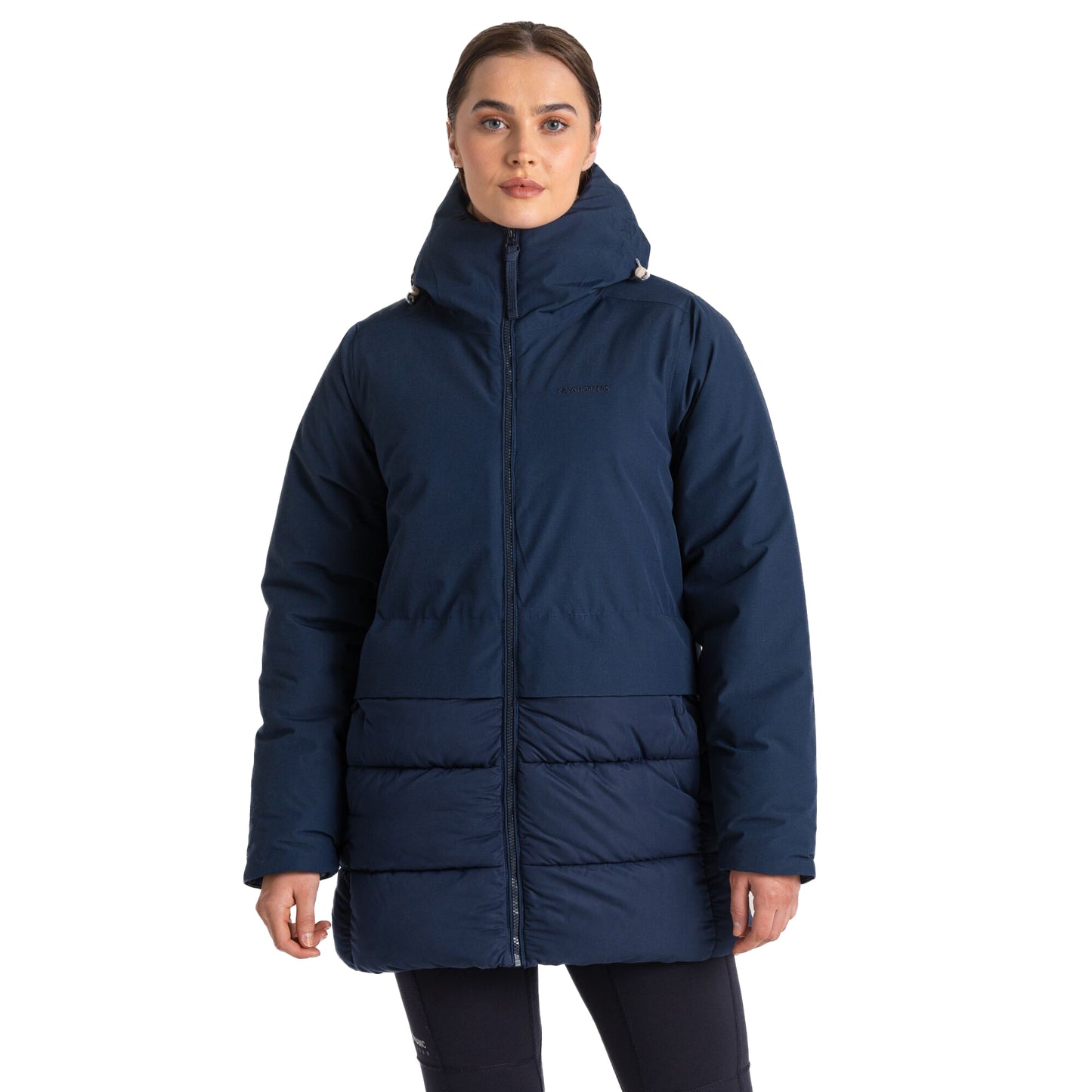 Navy Blue Marl - Pack Shot - Craghoppers Womens-Ladies Miread Waterproof Padded Jacket