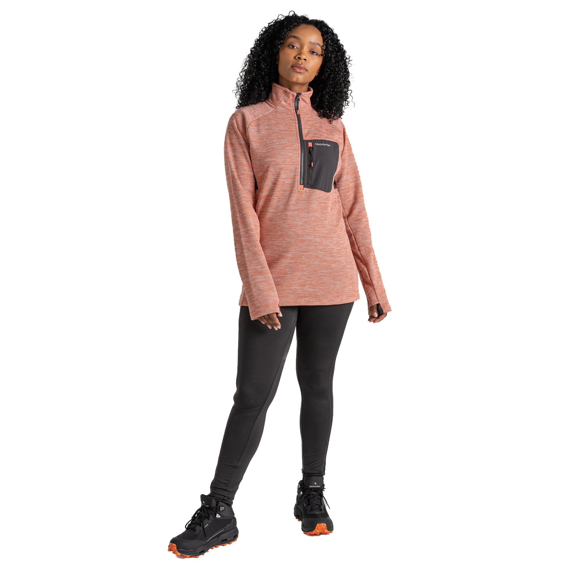 Fusion Coral - Close up - Craghoppers Womens-Ladies Trina Quarter Zip Fleece Top