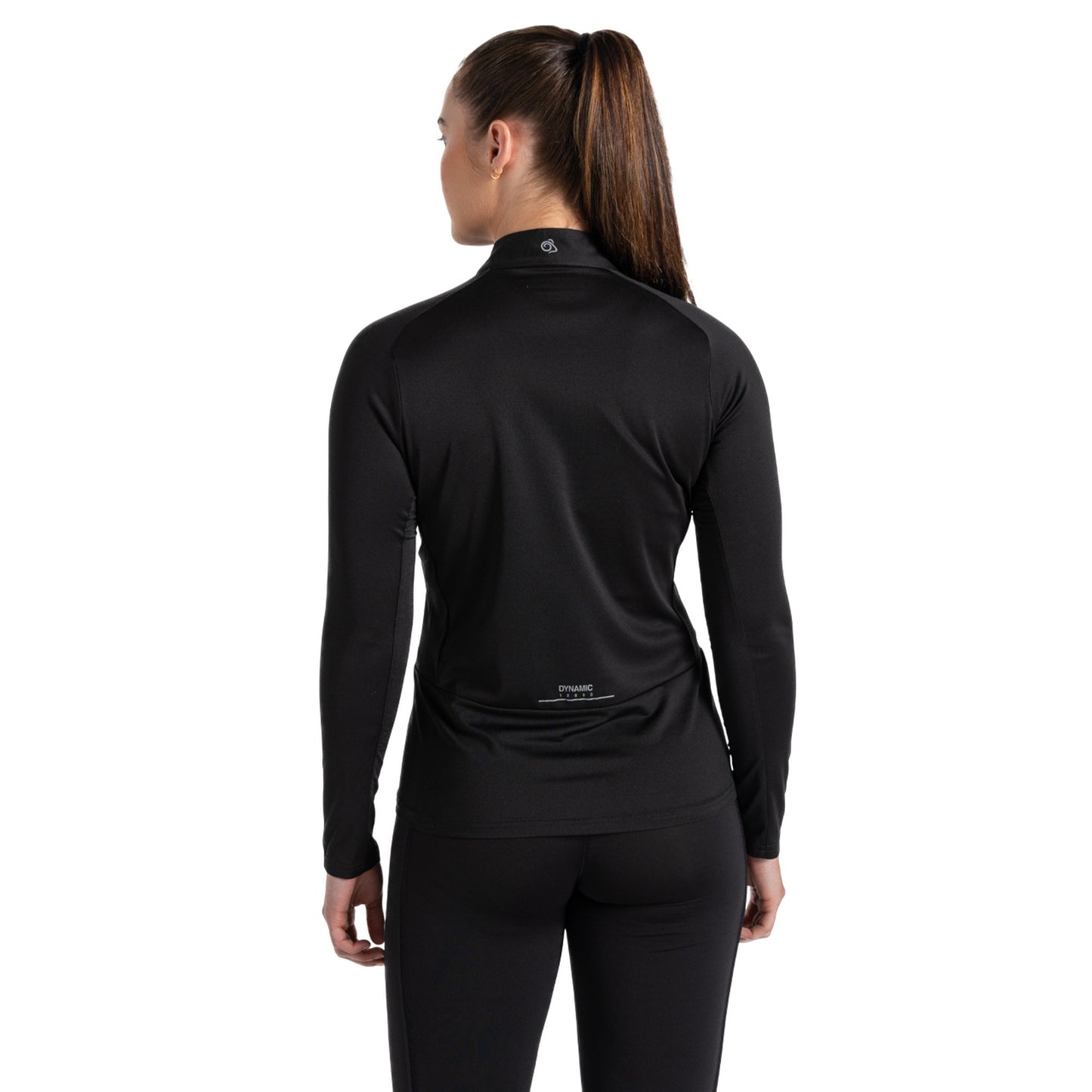 Black - Back - Craghoppers Womens-Ladies Dynamic Pro Quarter Zip T-Shirt