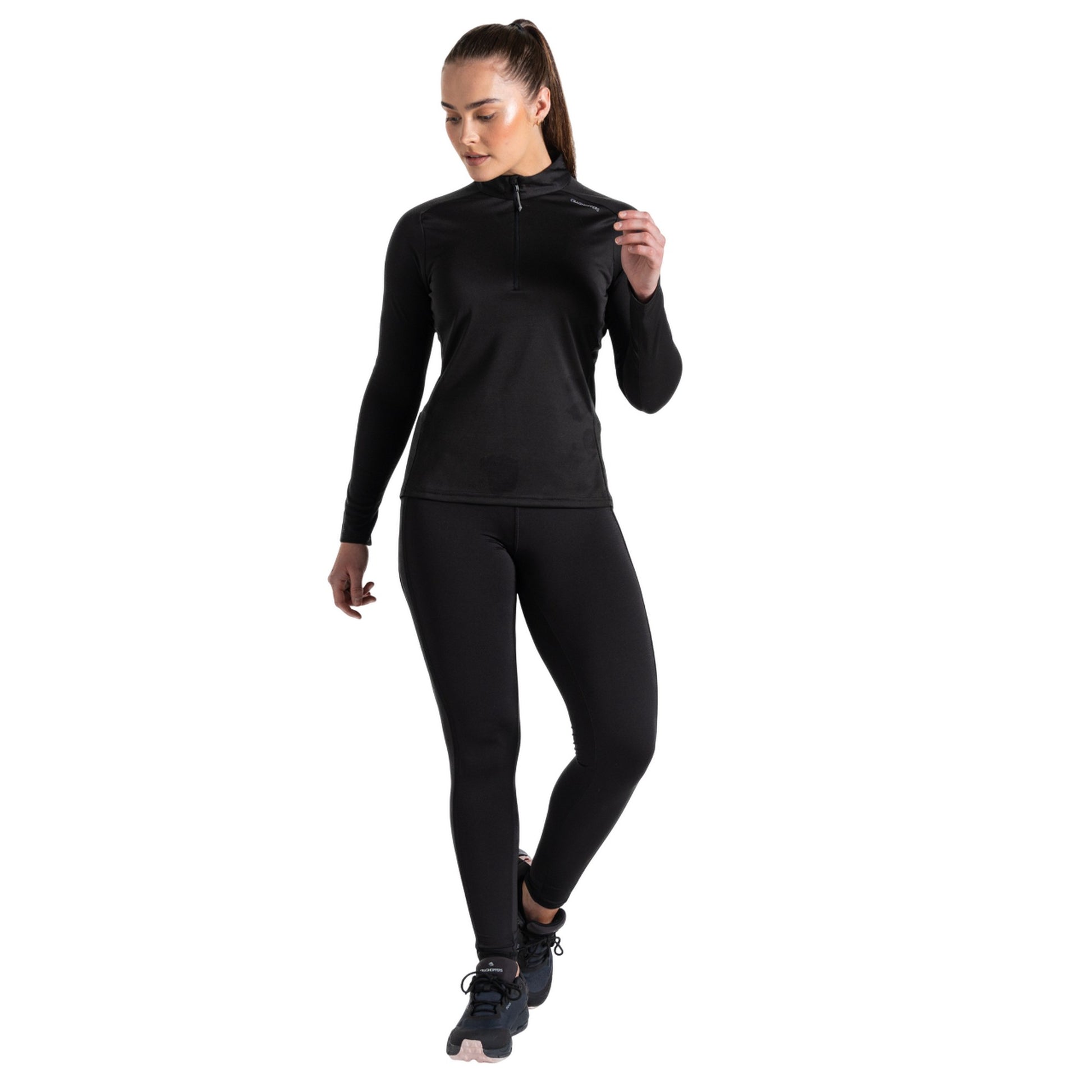 Black - Lifestyle - Craghoppers Womens-Ladies Dynamic Pro Quarter Zip T-Shirt