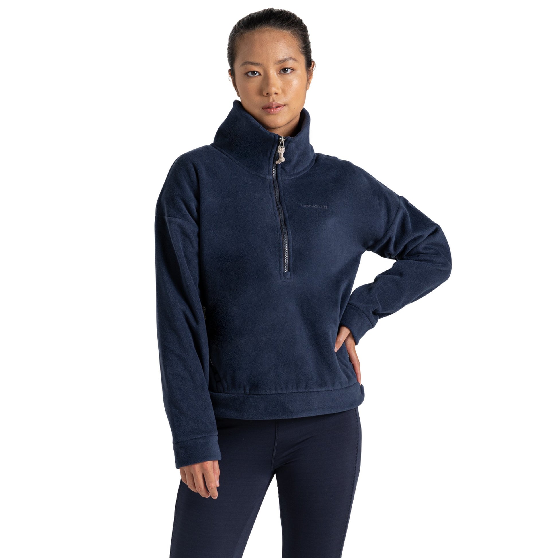Blue Navy - Side - Craghoppers Womens-Ladies Caprice Polartech Quarter Zip Fleece Top