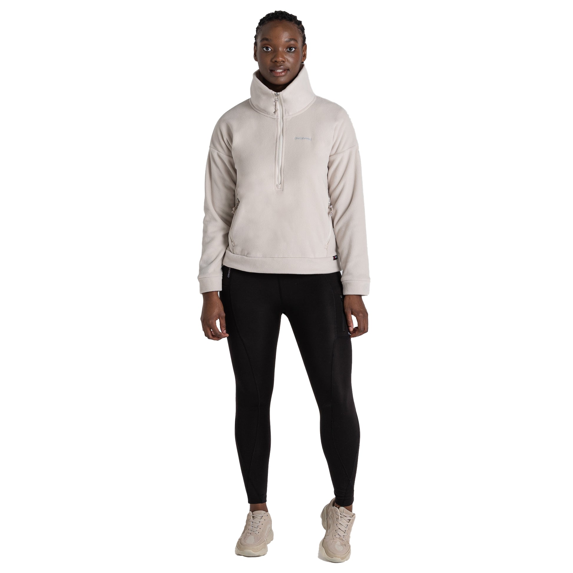 Ecru - Pack Shot - Craghoppers Womens-Ladies Caprice Polartech Quarter Zip Fleece Top