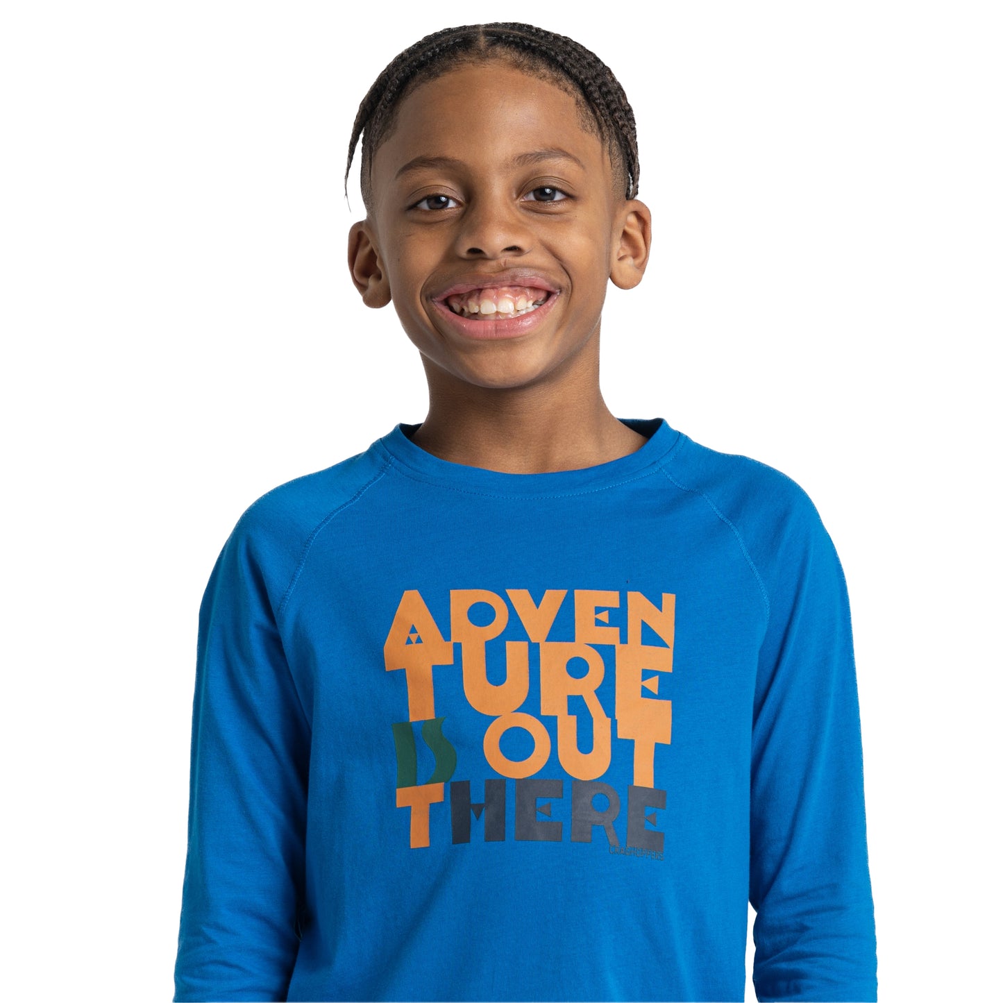 Titan Blue - Side - Craghoppers Boys Colly Graphic Print Long-Sleeved T-Shirt