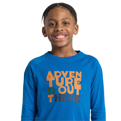 Titan Blue - Side - Craghoppers Boys Colly Graphic Print Long-Sleeved T-Shirt