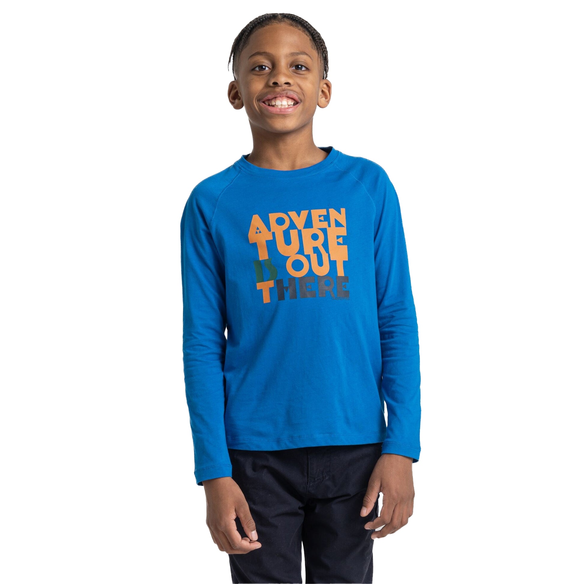 Titan Blue - Lifestyle - Craghoppers Boys Colly Graphic Print Long-Sleeved T-Shirt