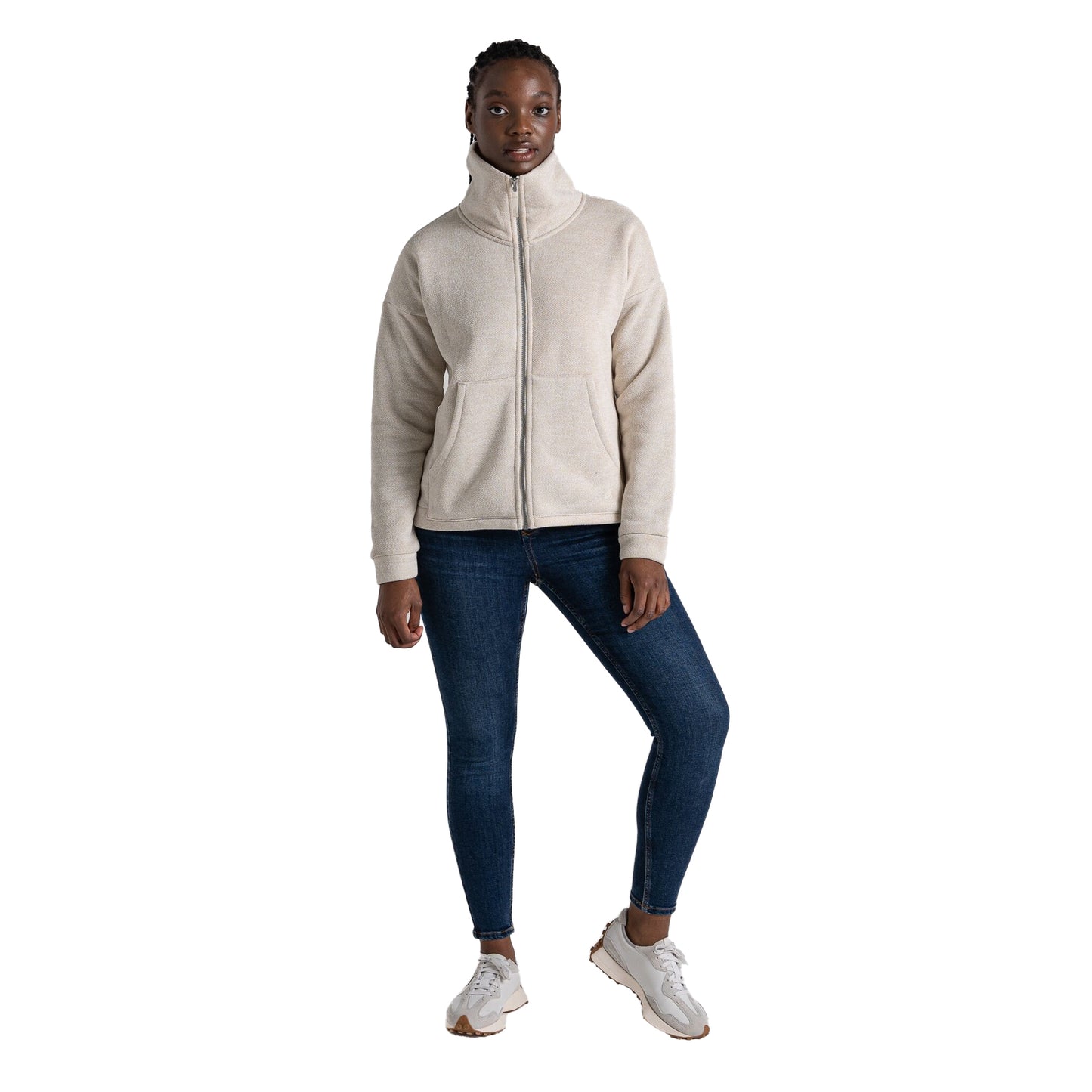 Stone - Side - Craghoppers Womens-Ladies Freya Borg Fleece Lined Fleece Jacket